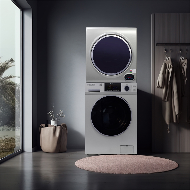 Equator 110V 1.6 cf Washer & 110V 3.5cf Vented Digital Sensor Dryer in Silver