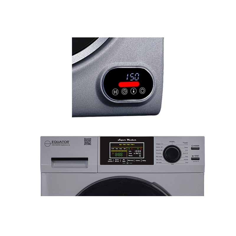 Equator 110V 1.6 cf Washer & 110V 3.5cf Vented Digital Sensor Dryer in Silver