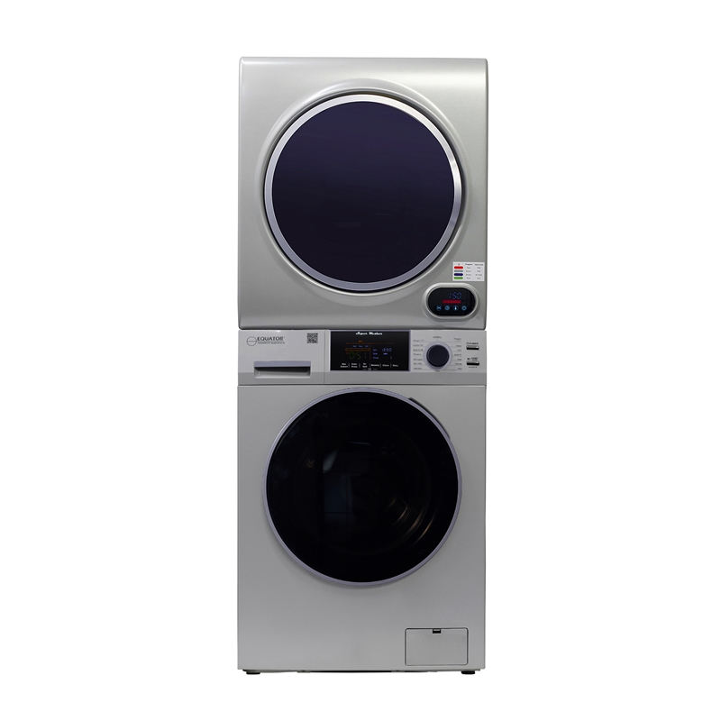 Equator 110V 1.6 cf Washer & 110V 3.5cf Vented Digital Sensor Dryer in Silver