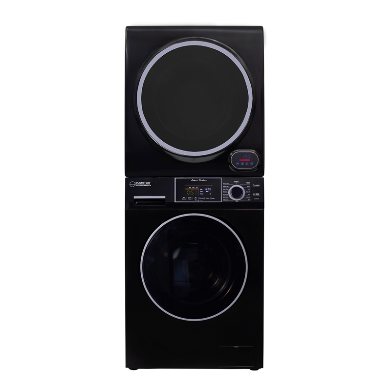 Equator 110V 1.6 cf Washer & 110V 3.5cf Vented Digital Sensor Dryer in Black