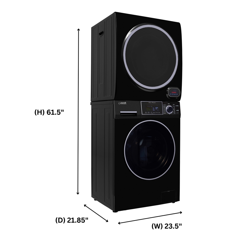 Equator 110V 1.6 cf Washer & 110V 3.5cf Vented Digital Sensor Dryer in Black
