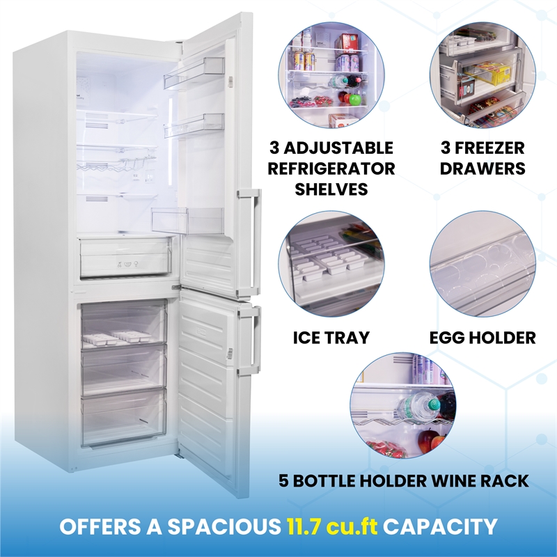 Conserv 12cf No Frost Bottom Freezer Refrigerator Wine Rack GARAGE READY E-Star