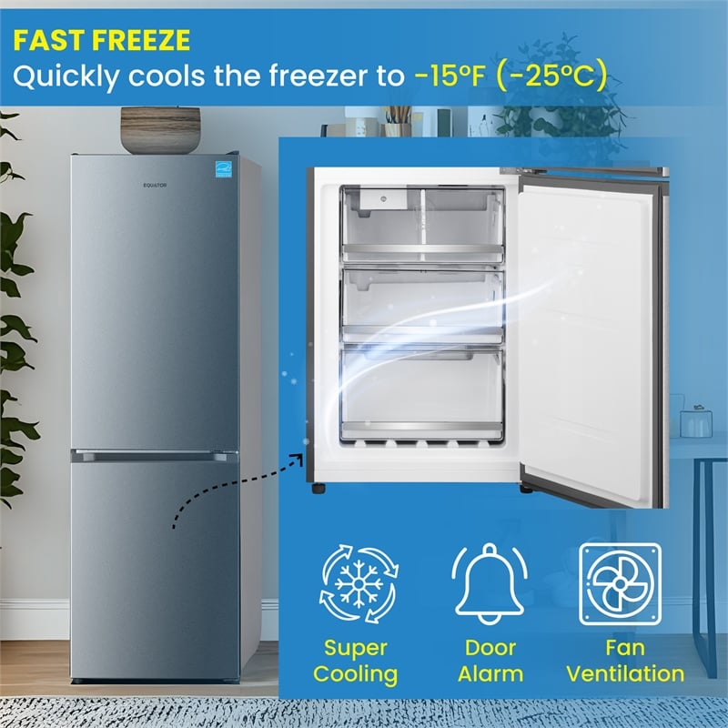 Bottom Mount Refrigerator-Freezer w/ICE MAKER Frost Free Reversible 110V - EStar