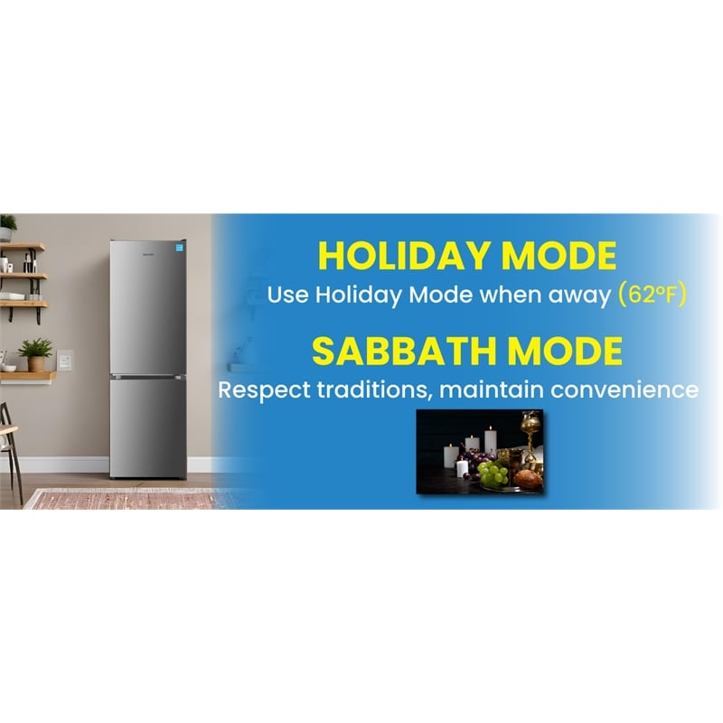 Bottom Mount Refrigerator-Freezer w/ICE MAKER Frost Free Reversible 110V - EStar