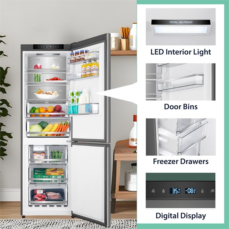 Bottom Mount Refrigerator-Freezer w/ICE MAKER Frost Free Reversible 110V - EStar