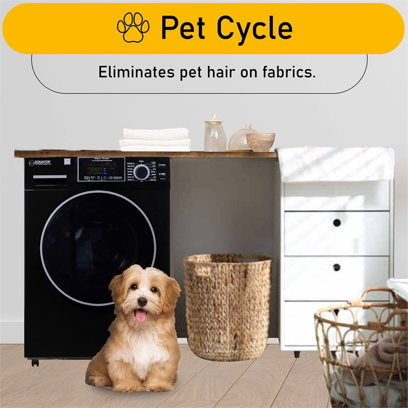 Equator All-in-One Washer Dryer VENTLESS/VENTED PET 1.62cf/15lbs+Portability Kit