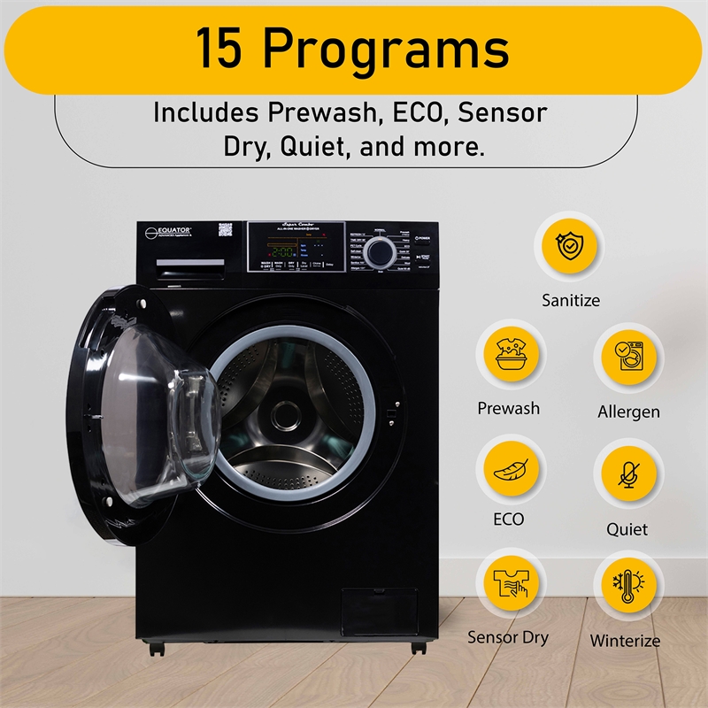Equator All-in-One Washer Dryer VENTLESS/VENTED PET 1.62cf/15lbs+Portability Kit