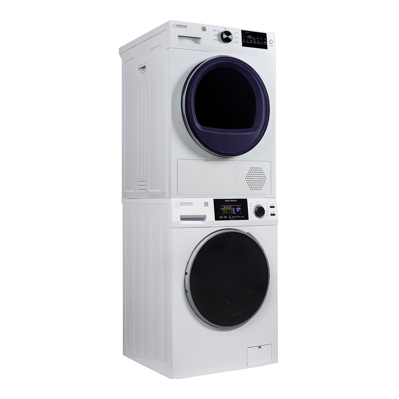 Equator STACKABLE 18 lbs Washer 1.9cf 110V+HEAT PUMP Dryer 3.7cf 110V Stack Kit