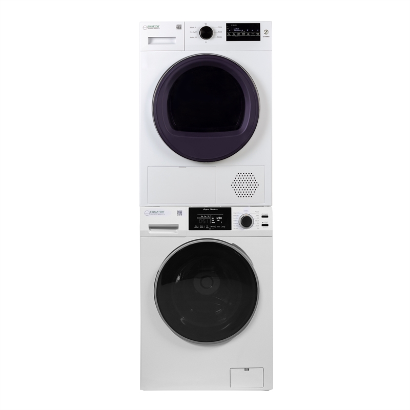 Equator STACKABLE 18 lbs Washer 1.9cf 110V+HEAT PUMP Dryer 3.7cf 110V Stack Kit