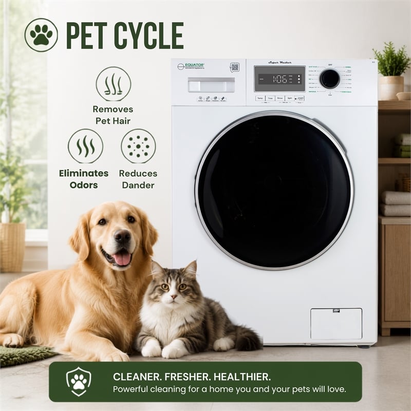 Equator Compact Stackable Laundry Washer EW 822 1.57cf + Dryer ED 848 2.6cf 110V