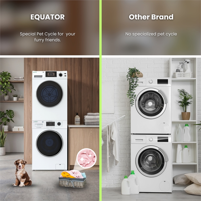 Equator COMPACT STACKABLE LAUNDRY Washer EW 822 1.57cf + Dryer ED 866 3.1cf 110V