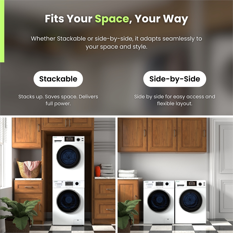 Equator COMPACT STACKABLE LAUNDRY Washer EW 822 1.57cf + Dryer ED 866 3.1cf 110V