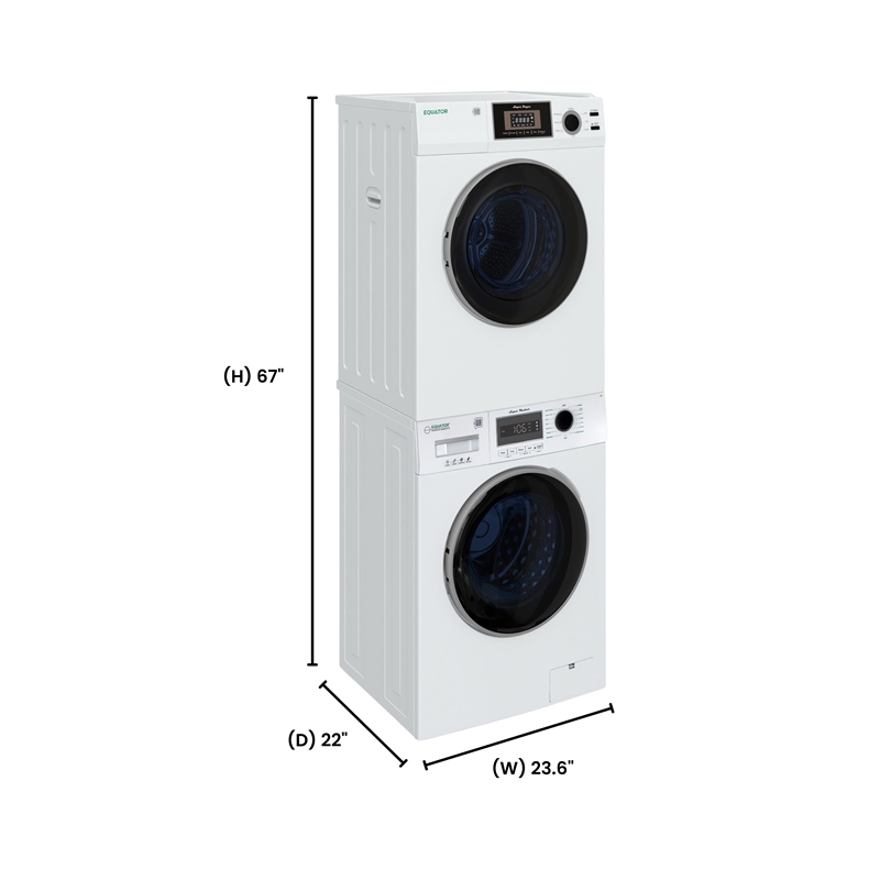 Equator COMPACT STACKABLE LAUNDRY Washer EW 822 1.57cf + Dryer ED 866 3.1cf 110V