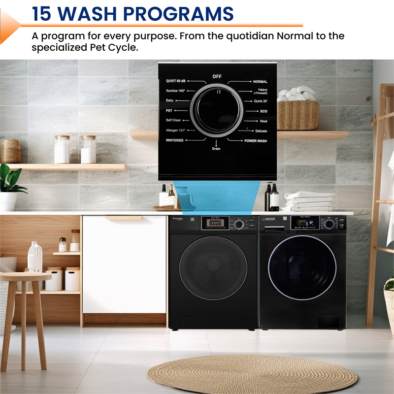 Equator Laundry 110V 15 Lb EW826 Washer 1.62cf+13Lb ED866 DL Vented Dryer 3.1cf