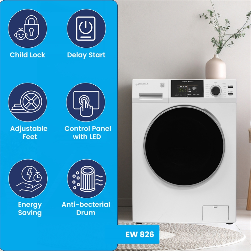 Equator Laundry 110V 15 Lb EW826 Washer 1.62cf+13Lb ED866 DL Vented Dryer 3.1cf