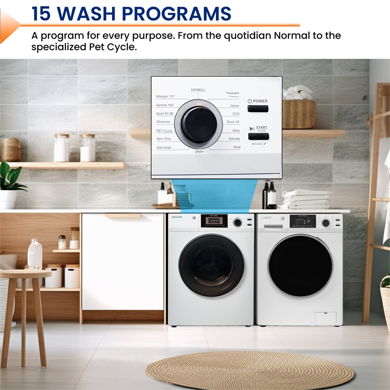 Equator Laundry 110V 15 Lb EW826 Washer 1.62cf+13Lb ED866 DL Vented Dryer 3.1cf