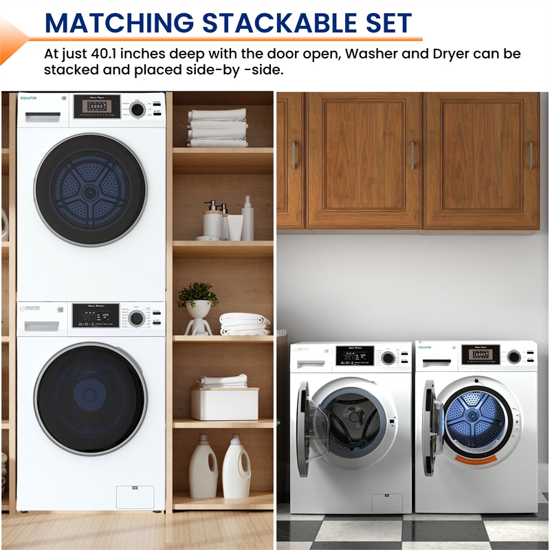 Equator Laundry 110V 15 Lb EW826 Washer 1.62cf+13Lb ED866 DL Vented Dryer 3.1cf