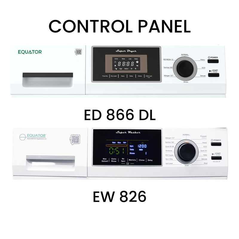 Equator Laundry 110V 15 Lb EW826 Washer 1.62cf+13Lb ED866 DL Vented Dryer 3.1cf
