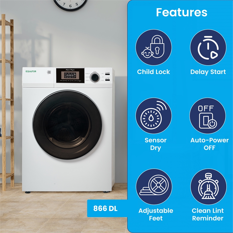 Equator Laundry 110V 15 Lb EW826 Washer 1.62cf+13Lb ED866 DL Vented Dryer 3.1cf