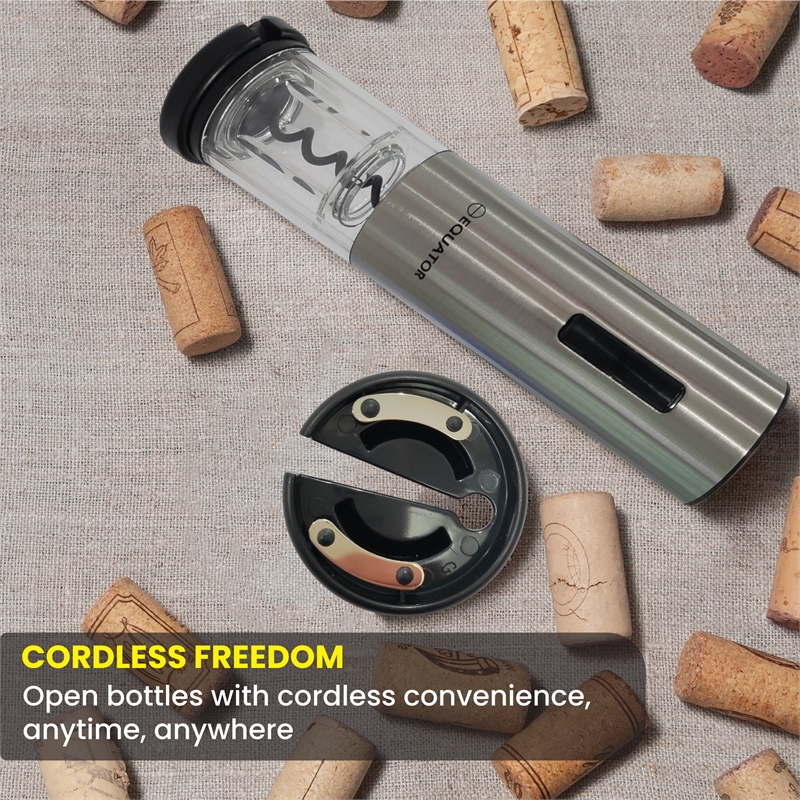 Equator Electric Cordless Wine Opener w/ Base LED Light & Foil Cutter
