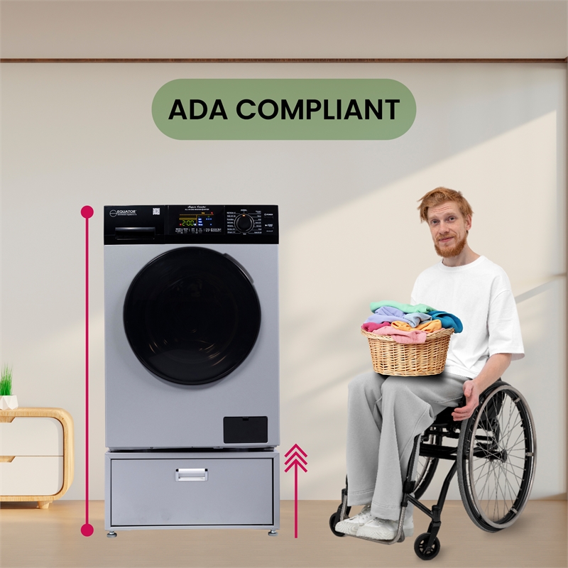 Equator 24in Laundry Pedestal 11in tall + Rollout Storage Drawer Adjustable feet
