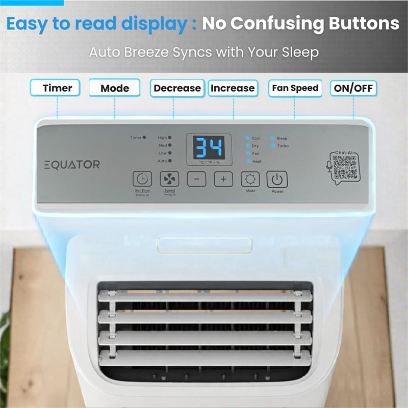 Equator 16000BTU Portable AC Cool+Heat 700sf Auto Swing 110V
