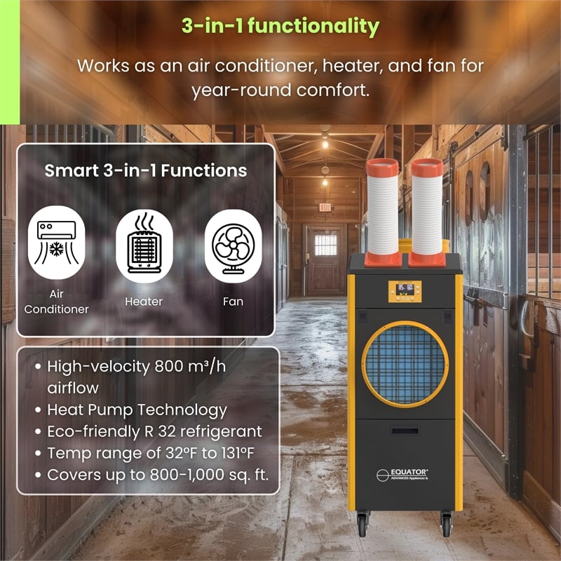 Equator 18000BTU Pro Portable AC Cool+Heat 1000sf In/Outdoor 110V
