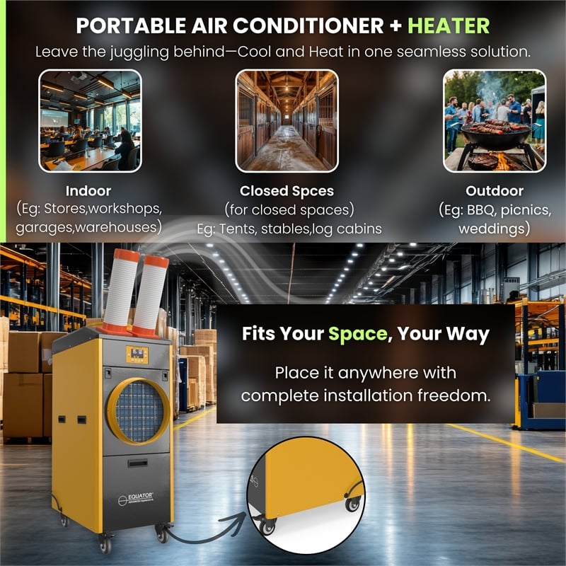 Equator 18000BTU Pro Portable AC Cool+Heat 1000sf In/Outdoor 110V