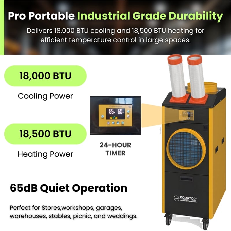 Equator 18000BTU Pro Portable AC Cool+Heat 1000sf In/Outdoor 110V