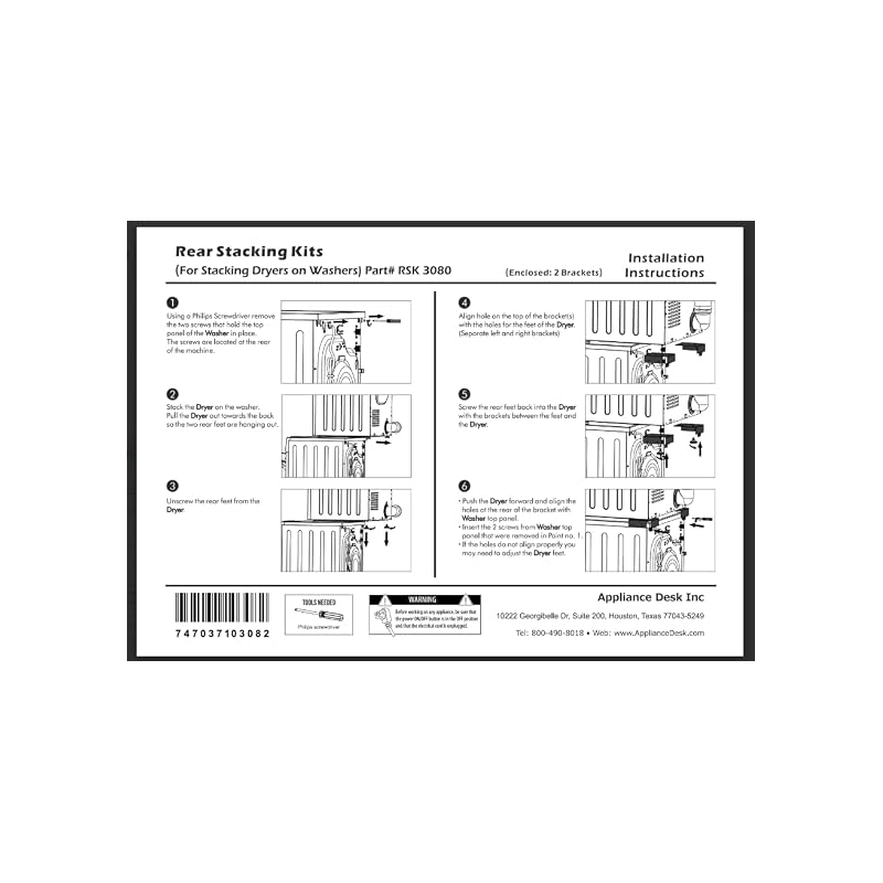 Rsk 3080 Washer And Dryer Stacking Kit Black