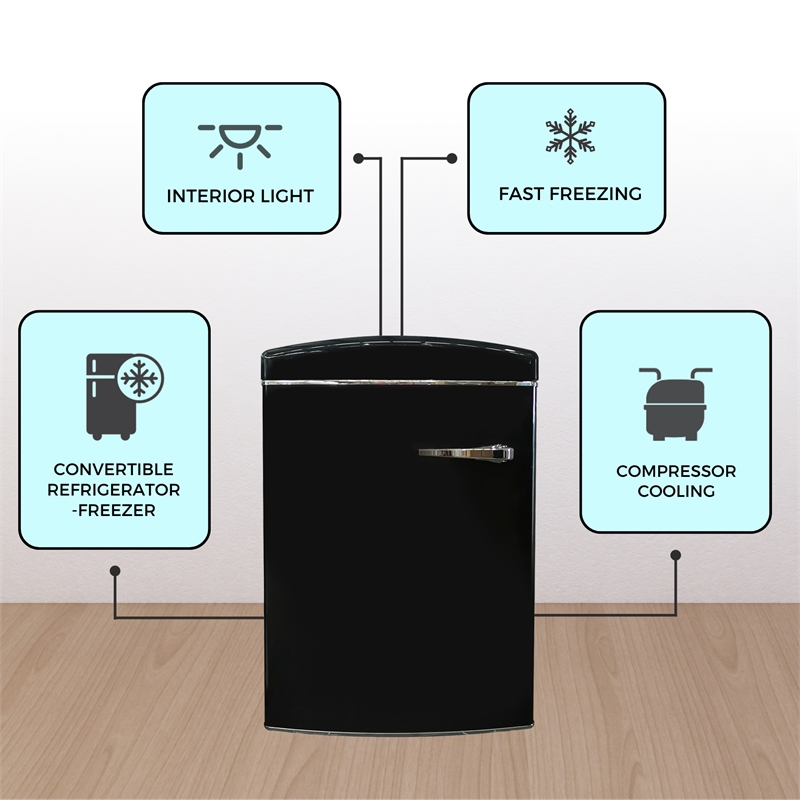 Conserv 3.2 cu. ft. Retro Convertible Freezer-Refrigerator Frost Free in Black