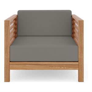 Curated Maison Sylvie Teak Outdoor Club Chair with Charcoal Cushion