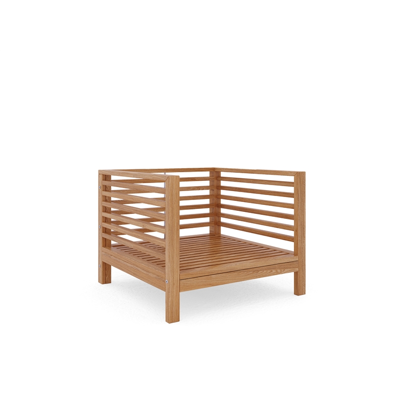 Curated Maison Sylvie Teak Outdoor Club Chair with Navy Cushion