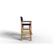 Curated Maison Directeur Teak Outdoor Bar Armchair in Blue in Black