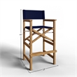 Curated Maison Directeur Teak Outdoor Bar Armchair in Blue in Black