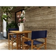 Curated Maison Directeur Teak Outdoor Bar Armchair in Blue in Black