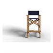 Curated Maison Directeur Teak Outdoor Bar Armchair in Blue in Black