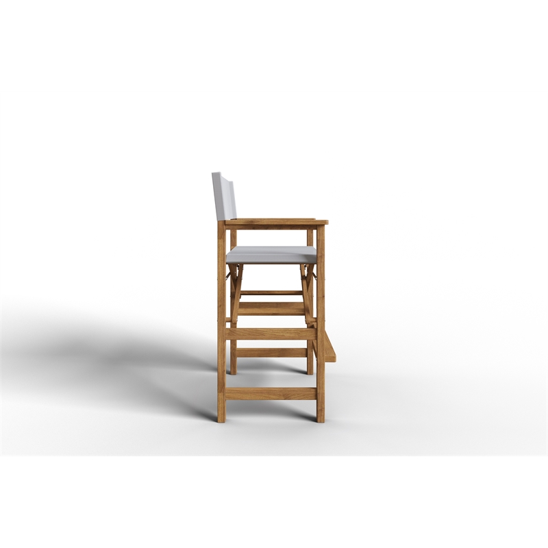 Curated Maison Directeur Teak Outdoor Bar Armchair in White in Black
