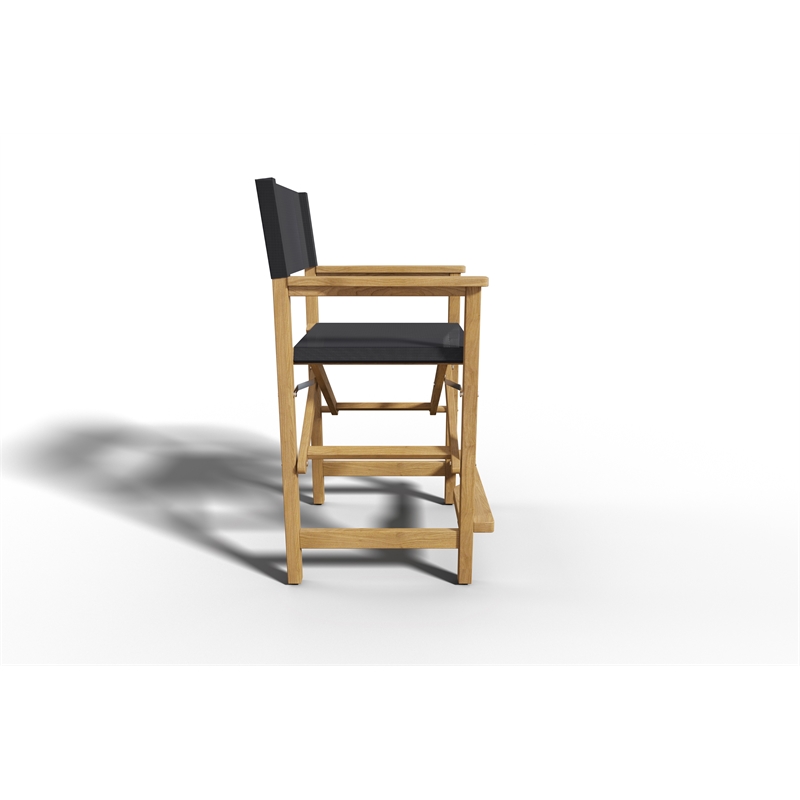 Curated Maison Directeur Teak Outdoor Counter Height Armchair in Black