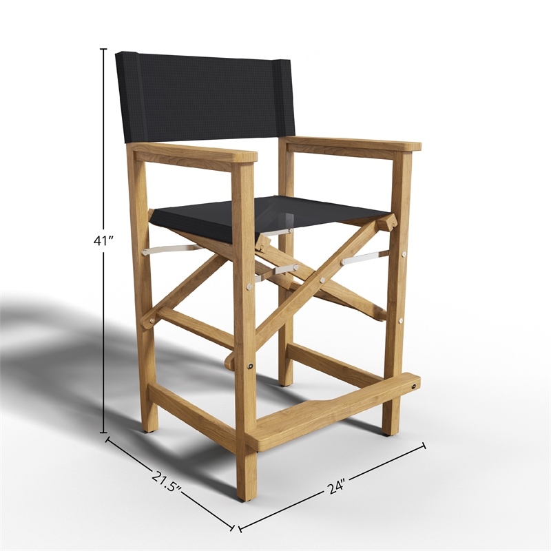 Curated Maison Directeur Teak Outdoor Counter Height Armchair in Black