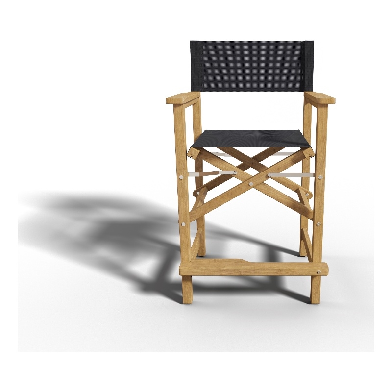 Curated Maison Directeur Teak Outdoor Counter Height Armchair in Black