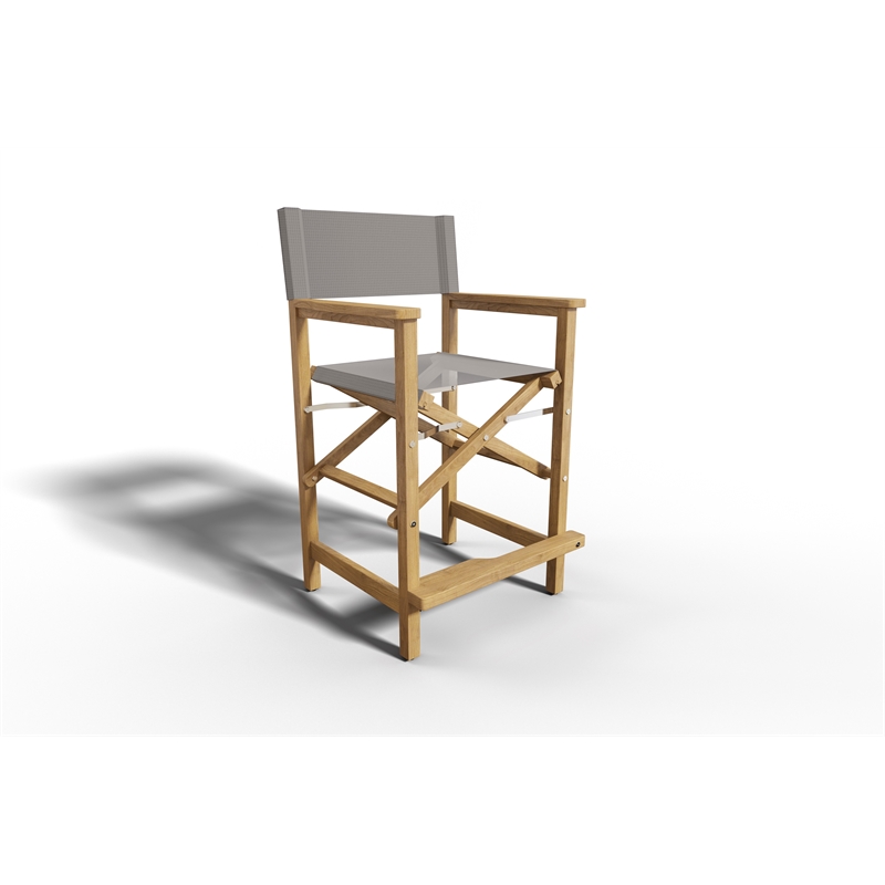 Curated Maison Directeur Teak Outdoor Counter Height Armchair in Taupe