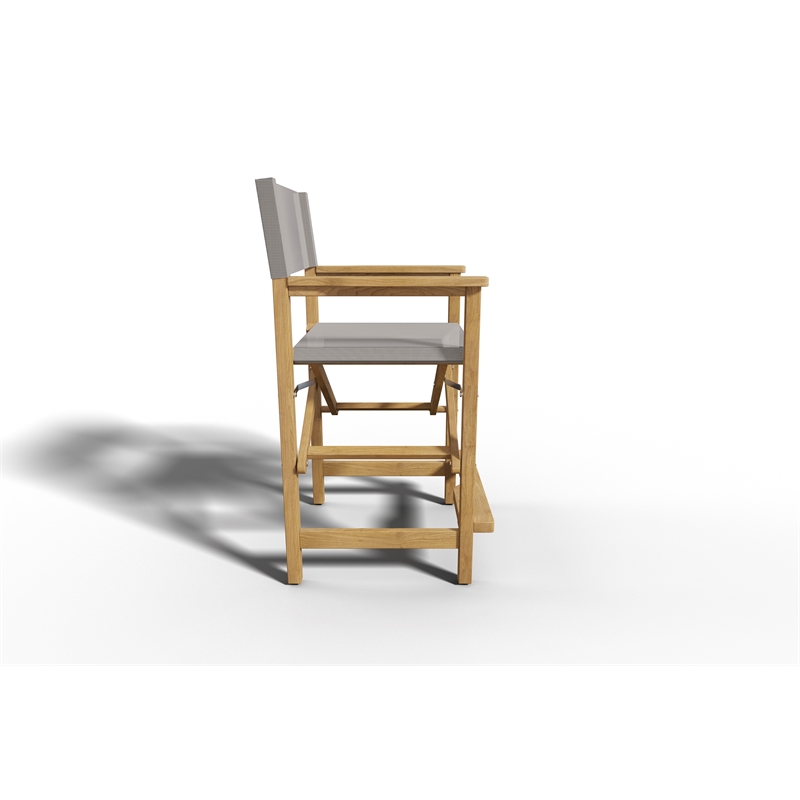 Curated Maison Directeur Teak Outdoor Counter Height Armchair in Taupe