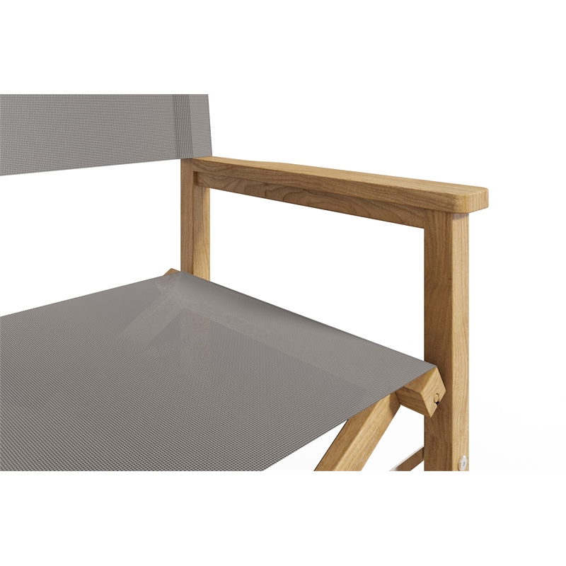 Curated Maison Directeur Teak Outdoor Counter Height Armchair in Taupe