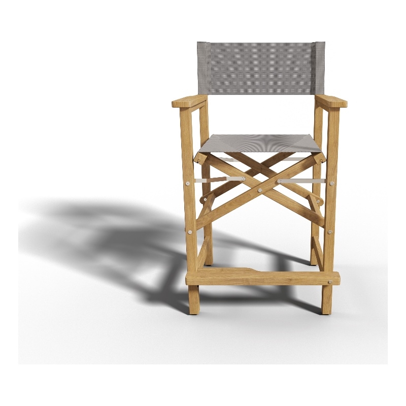 Curated Maison Directeur Teak Outdoor Counter Height Armchair in Taupe
