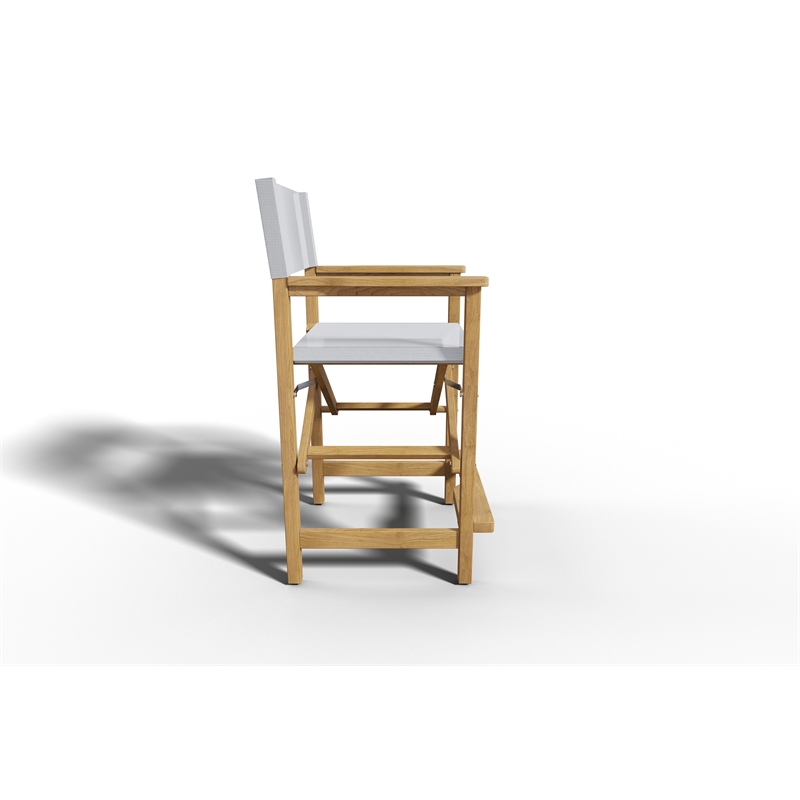 Curated Maison Directeur Teak Outdoor Counter Height Armchair in White