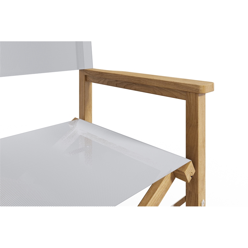 Curated Maison Directeur Teak Outdoor Counter Height Armchair in White