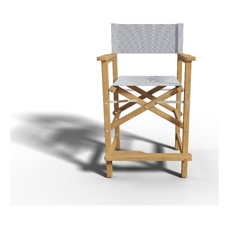 Curated Maison Directeur Teak Outdoor Counter Height Armchair in White
