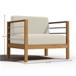 Curated Maison Leon Teak Outdoor Club Chair with Canvas Cushion in White