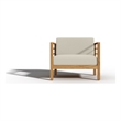 Curated Maison Leon Teak Outdoor Club Chair with Canvas Cushion in White